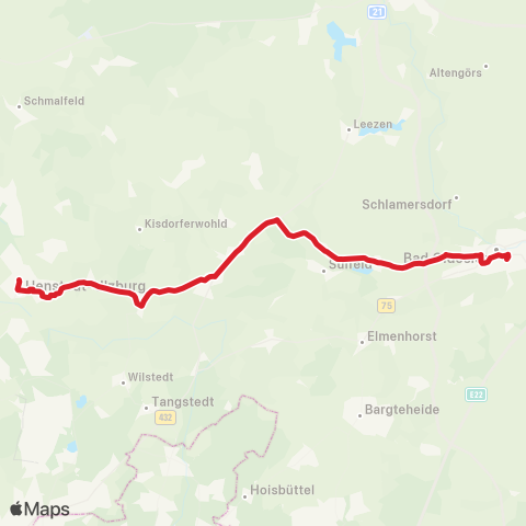 StadtBus/RegionalBus (Umland) Henstedt-Ulzburg > Nahe > Sülfeld > Bf. Bad Oldesloe map