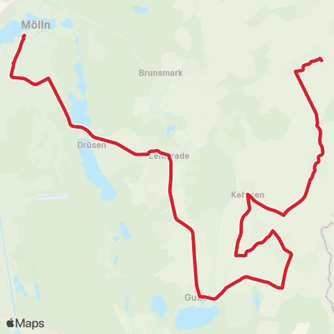 StadtBus/RegionalBus (Umland) Mölln Zob > Gudow > Kehrsen > Sterley, Schule map