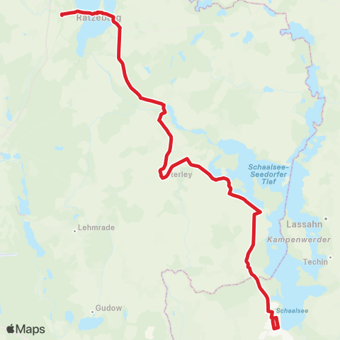 StadtBus/RegionalBus (Umland) Bf. Ratzeburg > Salem >Sterley > Seedorf > Zarrentin AM Schaalsee map