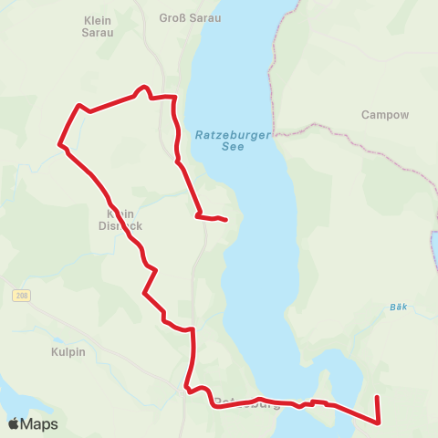 StadtBus/RegionalBus (Umland) Klein Disnack > Pogeez > Einhaus > Ratzeburger Schulen map