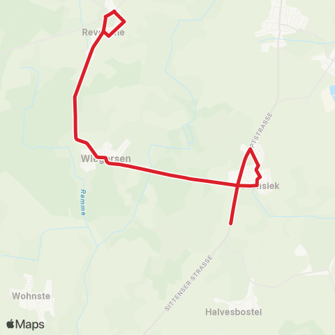 StadtBus/RegionalBus (Umland) Sauensiek > Wiegersen > Revenahe map