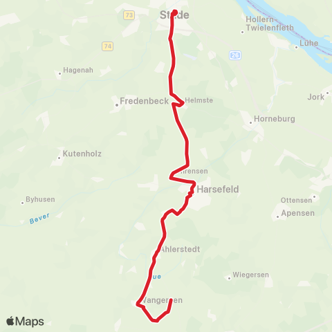 StadtBus/RegionalBus (Umland) Stade - Hagen - Helmste - Harsefeld - Ahlerstedt - Wangersen map