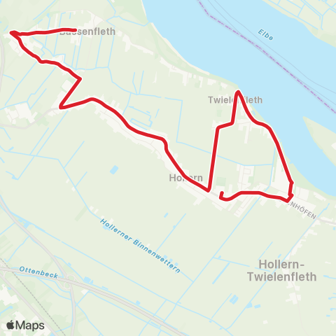 StadtBus/RegionalBus (Umland) Bassenfleth > Hollern map