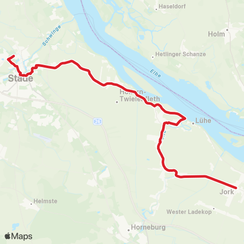 StadtBus/RegionalBus (Umland) Stade > Hollern - Steinkirchen > Jork map