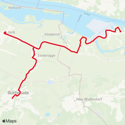 StadtBus/RegionalBus (Umland) Buxtehude > Estebrügge - Königreich - Jork - Borstel > Finkenwerder map