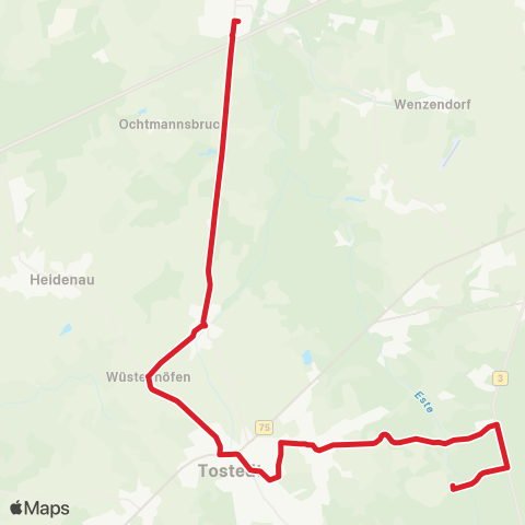 StadtBus/RegionalBus (Umland) Hollenstedt > Dohren > Tostedt map