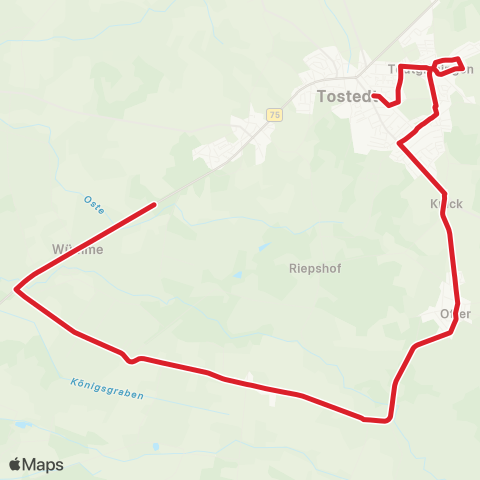 StadtBus/RegionalBus (Umland) Wistedt > Königsmoor - Otter > Tostedt map