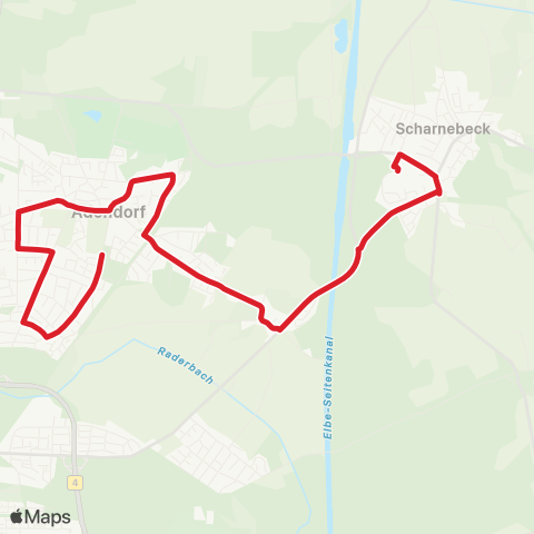 StadtBus/RegionalBus (Umland) Scharnebeck > Erbstorf > Adendorf map