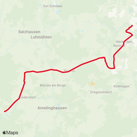 StadtBus/RegionalBus (Umland) Schwindebeck >Soderstorf > Raven > Wetzen > Lüneburg Sz Oedeme map