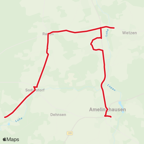 StadtBus/RegionalBus (Umland) Schwindebeck>Soderstorf >Rolfsen > Wetzen > Oldendorf > Amelinghausen map