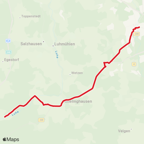 StadtBus/RegionalBus (Umland) Bf. Lüneburg > Neu Oerzen - Drögennindorf - Amelinghausen - Schwindebeck > Steinbeck map