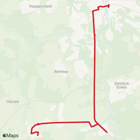 StadtBus/RegionalBus (Umland) Lüneburg > Melbeck > Embsen map