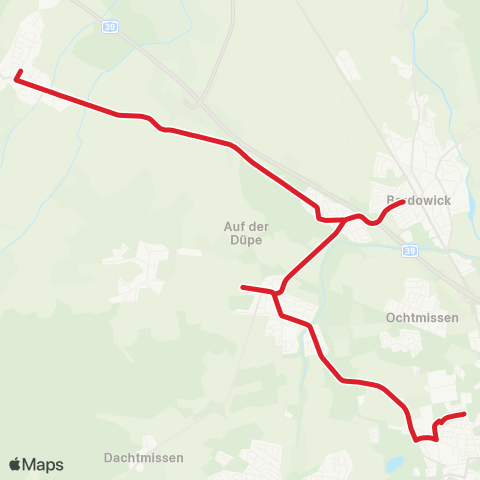 StadtBus/RegionalBus (Umland) Bardowick > Vögelsen > Mechtersen > Lüneburg map