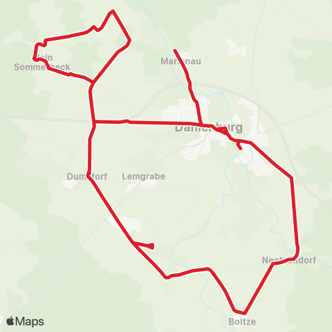 StadtBus/RegionalBus (Umland) Neetzendorf > Boitze > Seedorf > Leestahl > Dahlenburg map