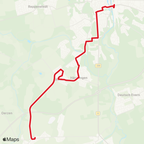 StadtBus/RegionalBus (Umland) Lüneburg > Reppenstedt > Westergellersen > Südergellersen > Embsen map