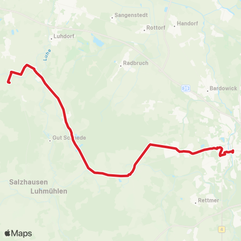 StadtBus/RegionalBus (Umland) Lüneburg > Oedeme > Dachtmissen > Kirchgellersen > Wulfsen map