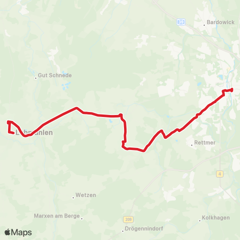 StadtBus/RegionalBus (Umland) Lüneburg > Oedeme > Südergellersen > Salzhausen map