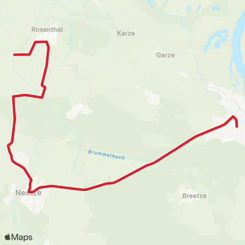 StadtBus/RegionalBus (Umland) Neu Jürgenstorf > Rosenthal > Neetze > Bleckede map