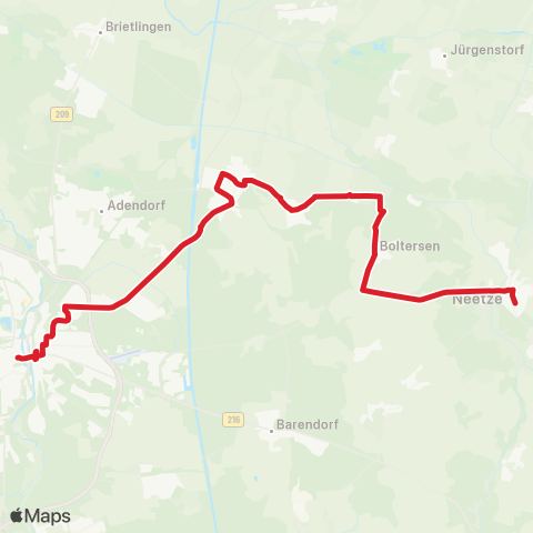 StadtBus/RegionalBus (Umland) Lüneburg > Scharnebeck > Rullstorf > Boltersen > Neetze map