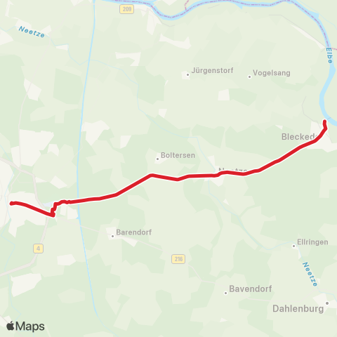 StadtBus/RegionalBus (Umland) Lüneburg > Neetze > Bleckede map