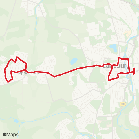 StadtBus/RegionalBus (Umland) Bf. Lüneburg > Reppenstedt > Bf. Lüneburg map
