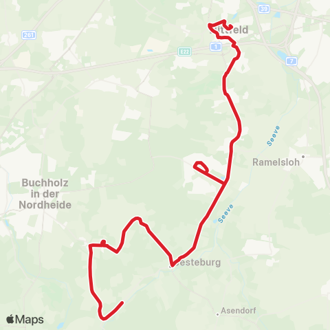 StadtBus/RegionalBus (Umland) Jesteburg - Bendestorf - Hittfeld map