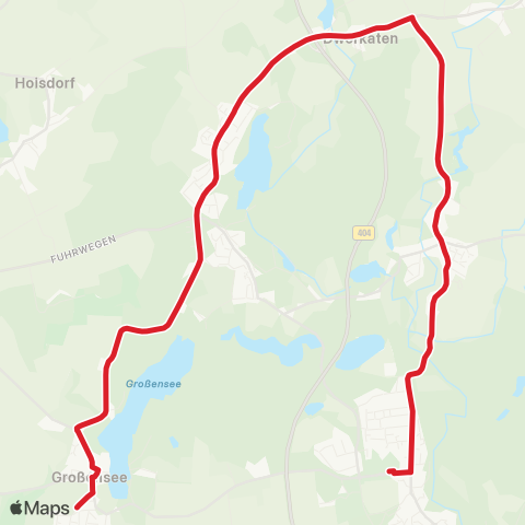 StadtBus/RegionalBus (Hamburg) Großensee > Lütjensee > Grönwohld > Trittau map