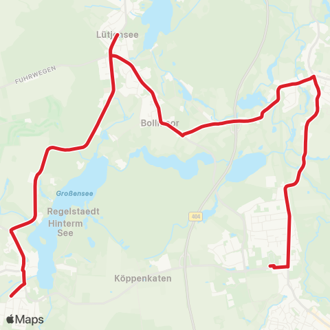 StadtBus/RegionalBus (Hamburg) Großensee > Lütjensee > Trittau map