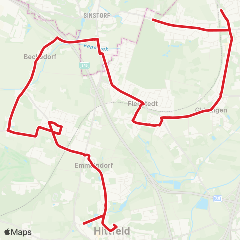 StadtBus/RegionalBus (Hamburg) Meckelfeld > Emmelndorf > Hittfeld map
