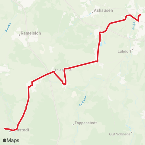 StadtBus/RegionalBus (Umland) Hanstedt > Brackel > Winsen / Luhe map