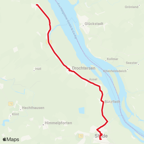 StadtBus/RegionalBus (Umland) Stade >Bützfleth - Drochtersen > Freiburg map