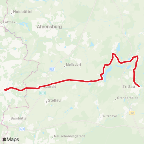 StadtBus/RegionalBus (Hamburg) Bf. Rahlstedt > Großensee > Lütjensee > Trittau map