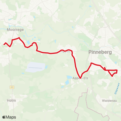 StadtBus/RegionalBus (Umland) Moorrege > Appen > Appen-Etz > Pinneberg map