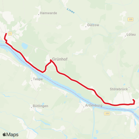 StadtBus/RegionalBus (Umland) Geesthacht > Grünhof > Lauenburg, Gemeinschaftsschule map