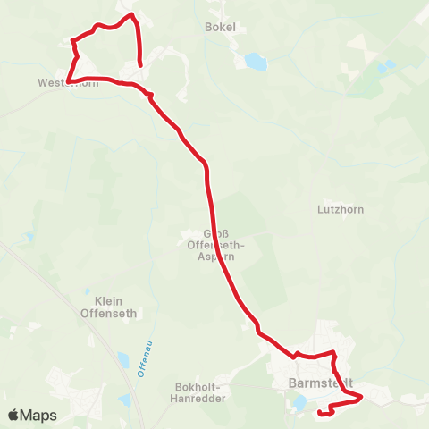 StadtBus/RegionalBus (Umland) Barmstedt > Hörnerkirchen > Osterhorn map