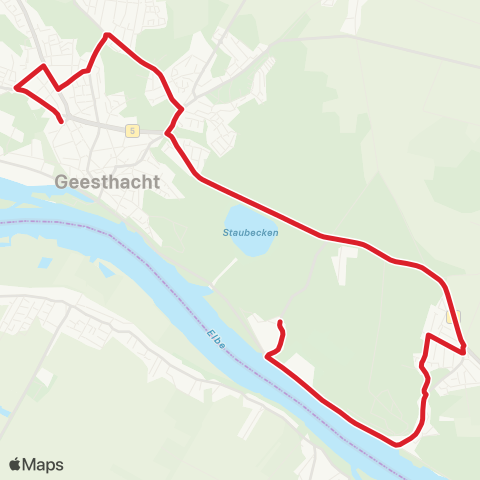 StadtBus/RegionalBus (Umland) Krümmel > Tesperhude > Geesthachter Schulen map