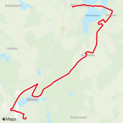 StadtBus/RegionalBus (Umland) Bf. Ratzeburg > Schmilau > Mölln, Zob > Mölln, Schulberg map