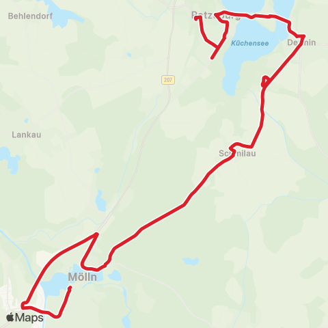 StadtBus/RegionalBus (Umland) Bf. Ratzeburg > Vorstadt > Krankenhaus > Schmilau > Mölln, Zob map