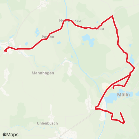 StadtBus/RegionalBus (Umland) Nusse > Lankau > Stecknitzweg > Mölln, Schulberg map