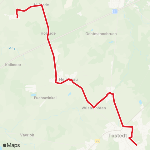 StadtBus/RegionalBus (Umland) Halvesbostel > Heidenau - Dohren > Tostedt map