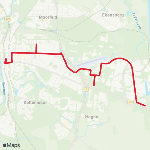 StadtBus/RegionalBus (Umland) Zob / Bahnhof > Stadtkoppel > Bilmer Berg > Hafen map