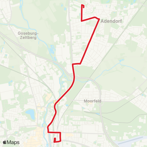 StadtBus/RegionalBus (Umland) Zob / Bahnhof > Adendorf, Robert-Schumann-Straße map