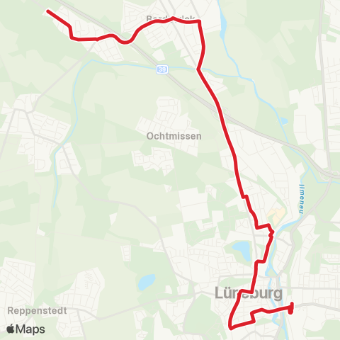 StadtBus/RegionalBus (Umland) Lüneburg > Bardowick map