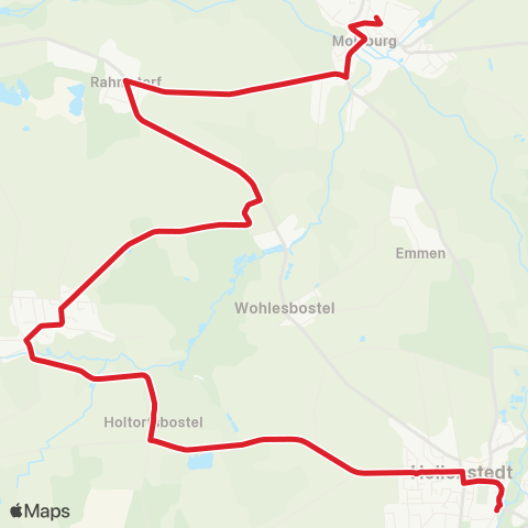 StadtBus/RegionalBus (Umland) Hollenstedt > Regesbostel > Moisburg map