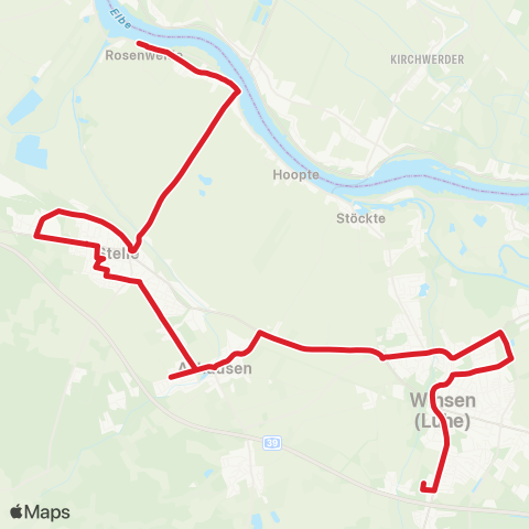 StadtBus/RegionalBus (Umland) Wuhlenburg > Stelle - Ashausen - Winsen > Roydorf map