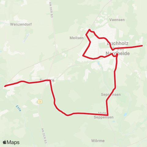 StadtBus/RegionalBus (Umland) Buchholz > Holm-Seppensen > Kakenstorf map