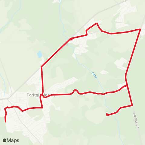 StadtBus/RegionalBus (Umland) Kakenstorf > Drestedt > Todtglüsingen > Tostedt map