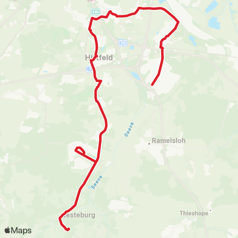 StadtBus/RegionalBus (Umland) Hittfeld > Bendestorf > Jesteburg map