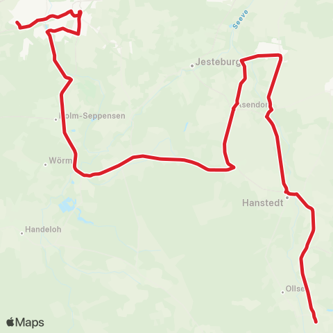 StadtBus/RegionalBus (Umland) Sahrendorf > Holm-Seppensen > Buchholz map