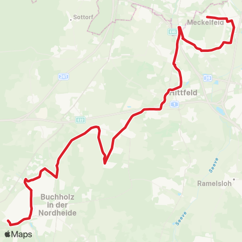 StadtBus/RegionalBus (Umland) Meckelfeld > Hittfeld - Eckel > Buchholz map